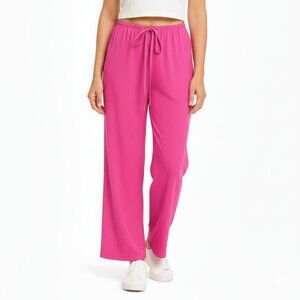 Hot Pink women’s Wide-Leg Drawstring Pants – Lightweight, Soft & Comfy